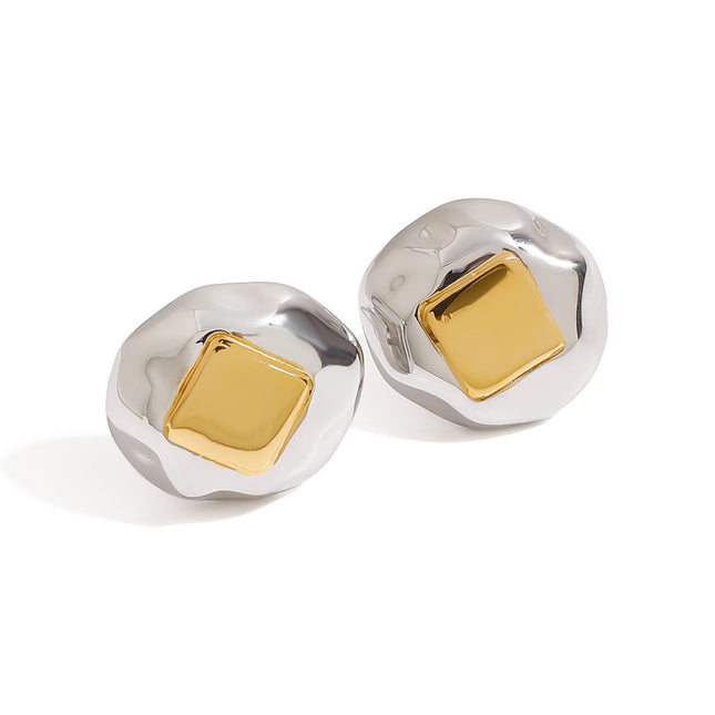 Jieding European and American square earrings for women's design sense niche earrings stainless steel jewelry do not fade titanium steel earrings across the border