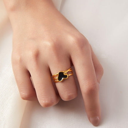 The Korean version of ins niche design is simple, multi-layer line jewelry, weights, color glaze, love shape, titanium steel gold-plated ring