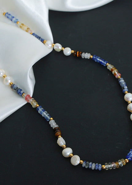 New retro luxury baroque freshwater pearl natural stone abacus beads handmade beaded necklace jewelry women