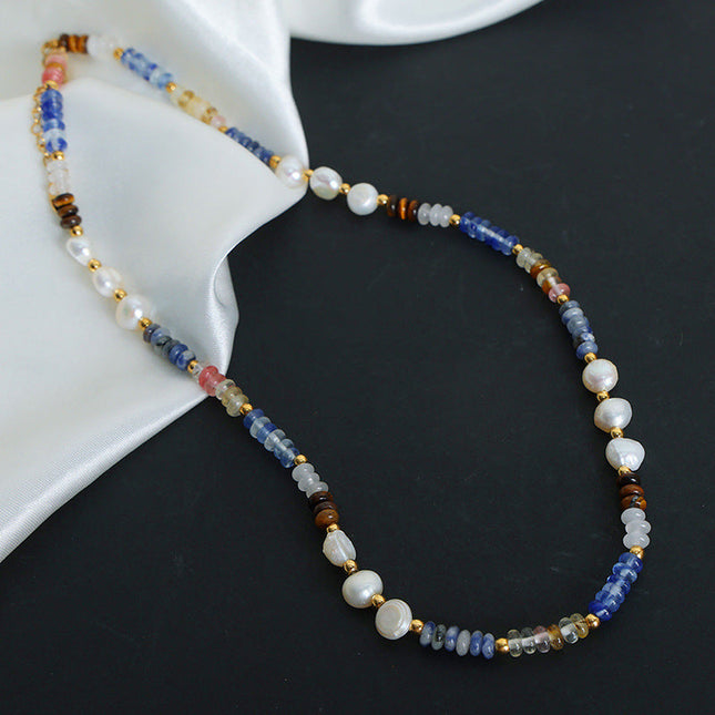 New retro luxury baroque freshwater pearl natural stone abacus beads handmade beaded necklace jewelry women