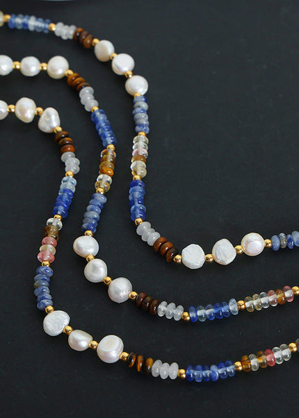 New retro luxury baroque freshwater pearl natural stone abacus beads handmade beaded necklace jewelry women