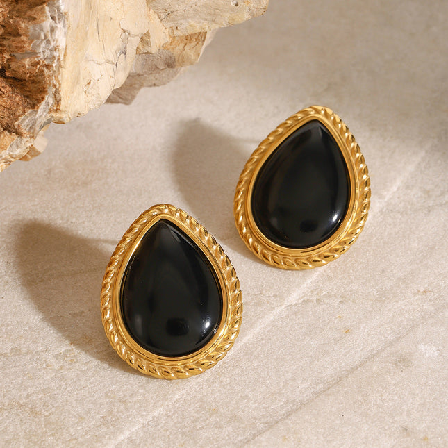 Jieding European and American stainless steel oval stud earrings luxury vintage earrings, titanium steel earrings, cross-border jewelry earrings