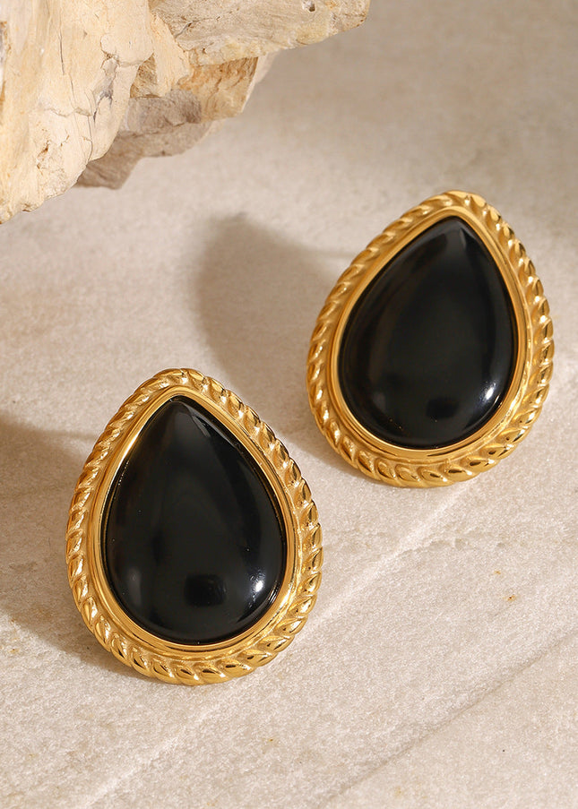 Jieding European and American stainless steel oval stud earrings luxury vintage earrings, titanium steel earrings, cross-border jewelry earrings