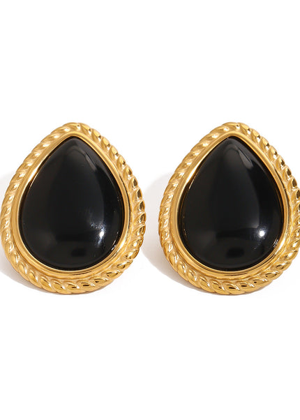 Jieding European and American stainless steel oval stud earrings luxury vintage earrings, titanium steel earrings, cross-border jewelry earrings