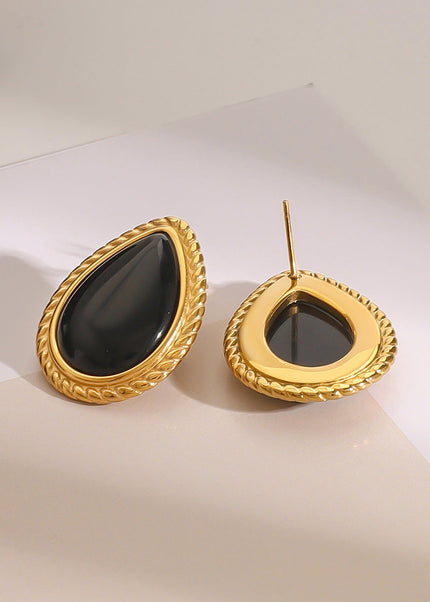 Jieding European and American stainless steel oval stud earrings luxury vintage earrings, titanium steel earrings, cross-border jewelry earrings