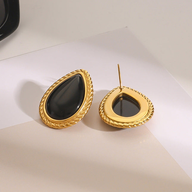 Jieding European and American stainless steel oval stud earrings luxury vintage earrings, titanium steel earrings, cross-border jewelry earrings