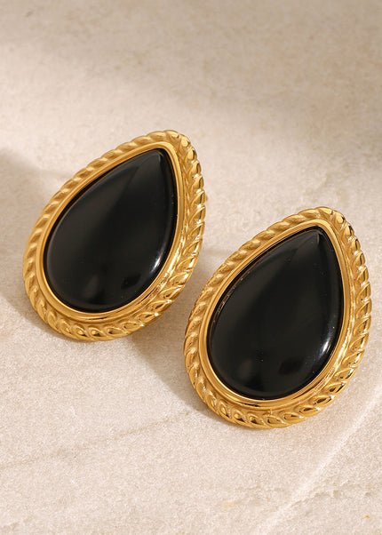 Jieding European and American stainless steel oval stud earrings luxury vintage earrings, titanium steel earrings, cross-border jewelry earrings