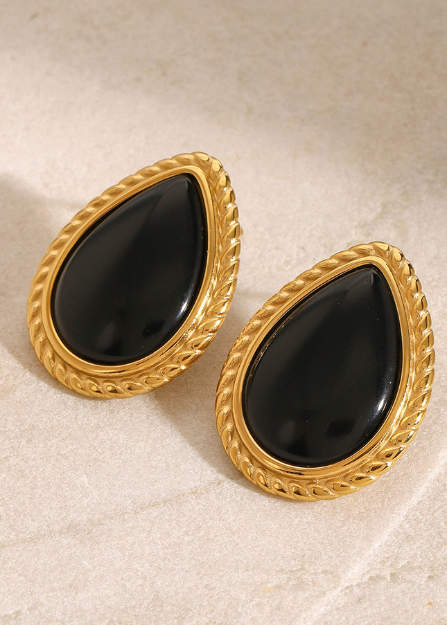 Jieding European and American stainless steel oval stud earrings luxury vintage earrings, titanium steel earrings, cross-border jewelry earrings