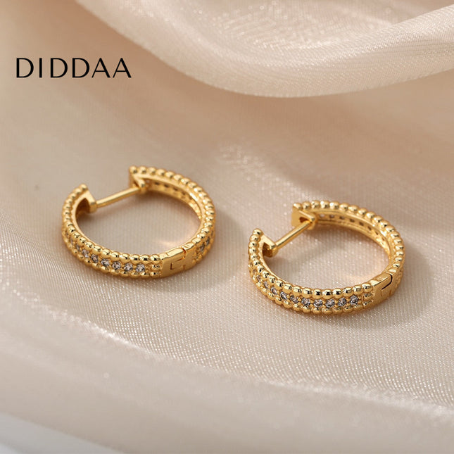 Versae Earrings | Gold Silver Zirconia Luxury Hoop Earrings - Earrings