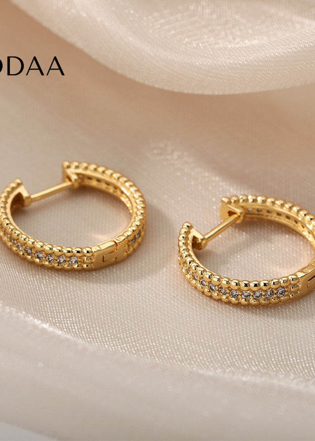 Versae Earrings | Gold Silver Zirconia Luxury Hoop Earrings - Earrings