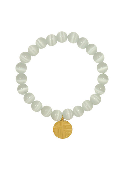 New Chinese style ins style geometric medallion blessing word opal bracelet female girlfriend bracelet elastic bracelet bracelet hand ornaments