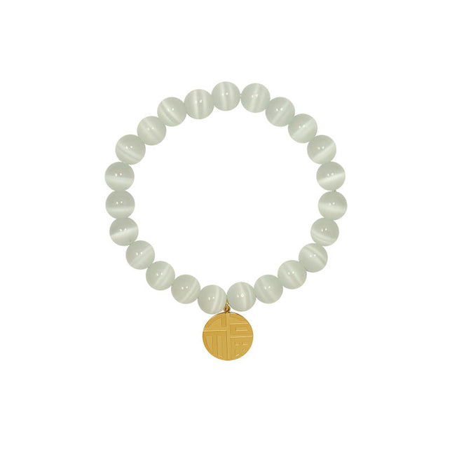 New Chinese style ins style geometric medallion blessing word opal bracelet female girlfriend bracelet elastic bracelet bracelet hand ornaments