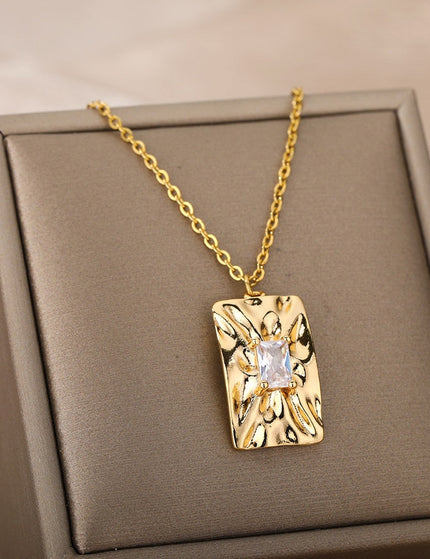 Vienna Pendant Necklace | Gold Shimmering Zirconia Chain - Gold - Necklaces