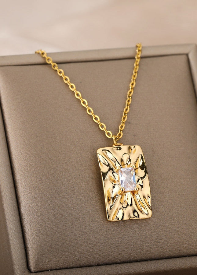 Vienna Pendant Necklace | Gold Shimmering Zirconia Chain - Gold - Necklaces