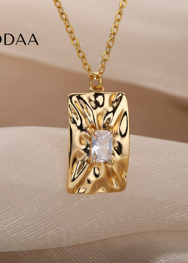 Vienna Pendant Necklace | Gold Shimmering Zirconia Chain - Necklaces