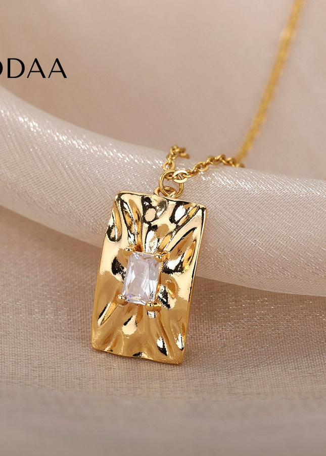 Vienna Pendant Necklace | Gold Shimmering Zirconia Chain - Necklaces