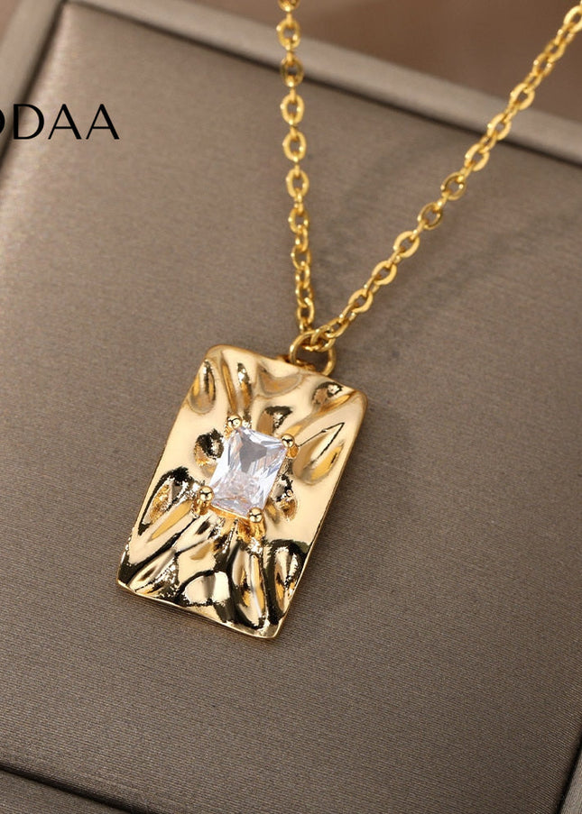 Vienna Pendant Necklace | Gold Shimmering Zirconia Chain - Necklaces