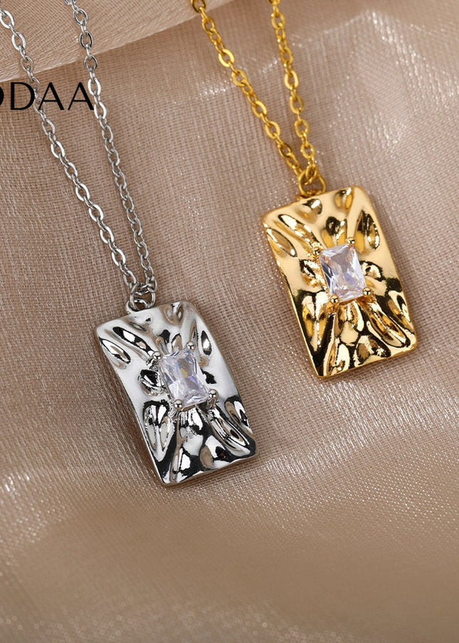 Vienna Pendant Necklace | Gold Shimmering Zirconia Chain - Silver - Necklaces