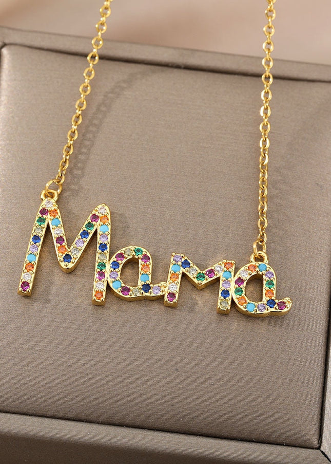 Viennent Pendant Necklace | Gold Mama Colorful Chain - Gold - Necklaces