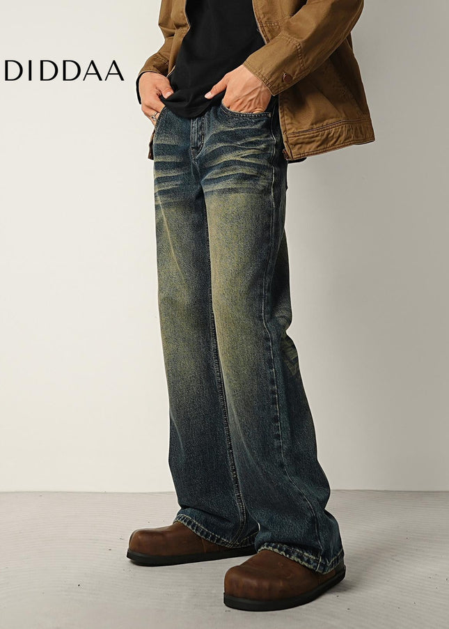 Vintage Blue Distressed Bootcut Jeans for Men - Men’s Jeans