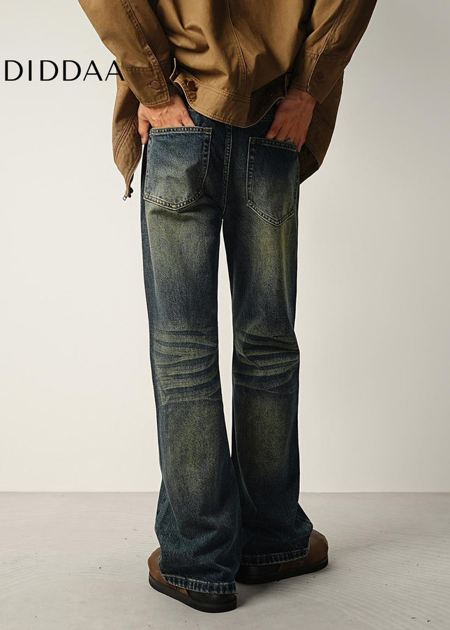Vintage Blue Distressed Bootcut Jeans for Men - Men’s Jeans