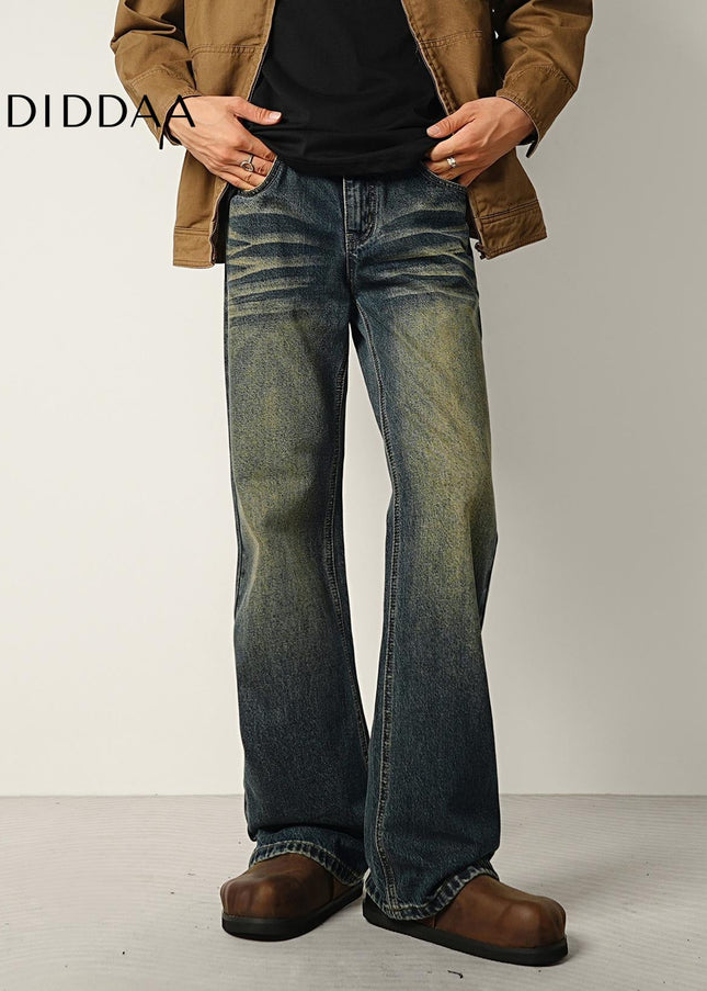 Vintage Blue Distressed Bootcut Jeans for Men - Men’s Jeans