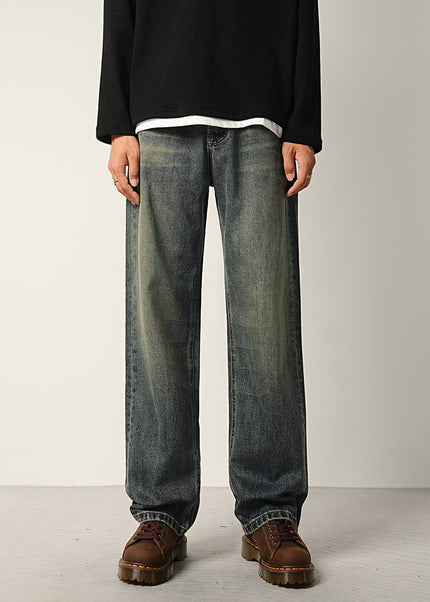 Vintage Blue Distressed Wide Straight-Leg Jeans - 28 / Vintage Blue - Men’s Jeans