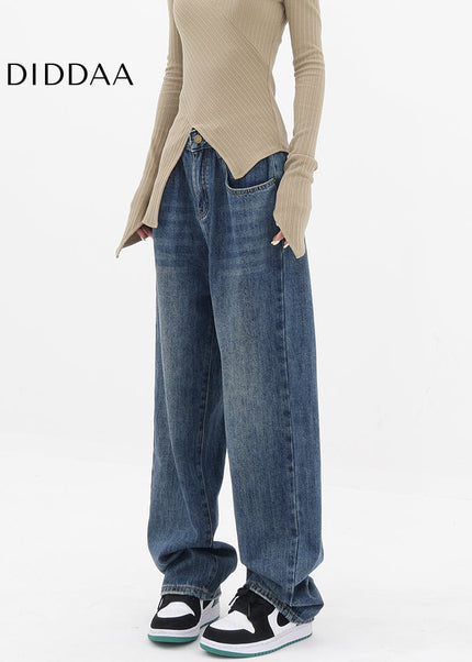 Vintage Blue High Waist Loose Straight Jeans Women - Women’s Jeans
