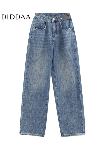 Vintage Blue High Waist Loose Straight Jeans Women - Women’s Jeans