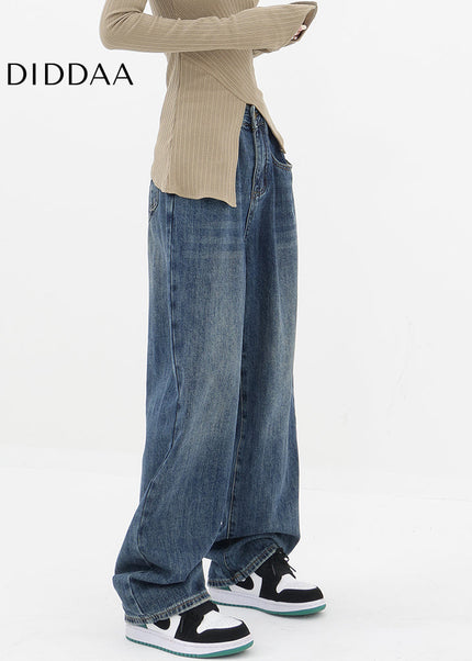 Vintage Blue High Waist Loose Straight Jeans Women - Women’s Jeans