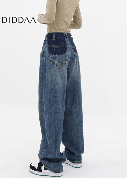 Vintage Blue High Waist Loose Straight Jeans Women - Women’s Jeans
