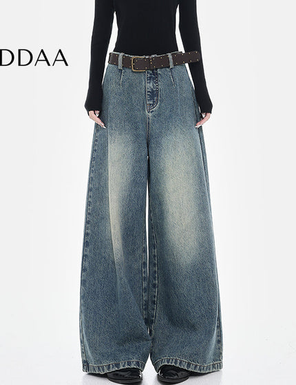 Vintage Blue Loose Fit Wide-Leg Jeans for Women - S / Mid Blue - Women’s Jeans