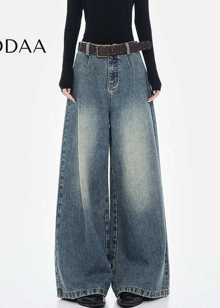 Vintage Blue Loose Fit Wide-Leg Jeans for Women - S / Mid Blue - Women’s Jeans