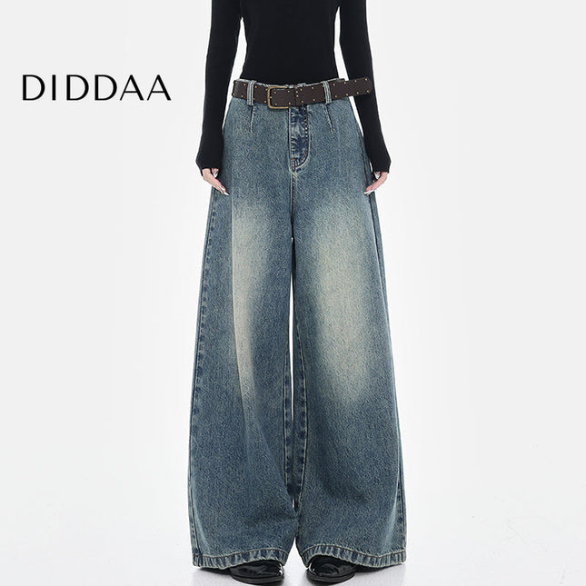 Vintage Blue Loose Fit Wide-Leg Jeans for Women - S / Mid Blue - Women’s Jeans