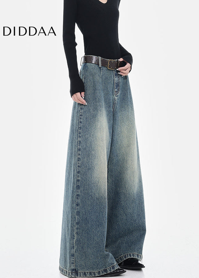 Vintage Blue Loose Fit Wide-Leg Jeans for Women - Women’s Jeans