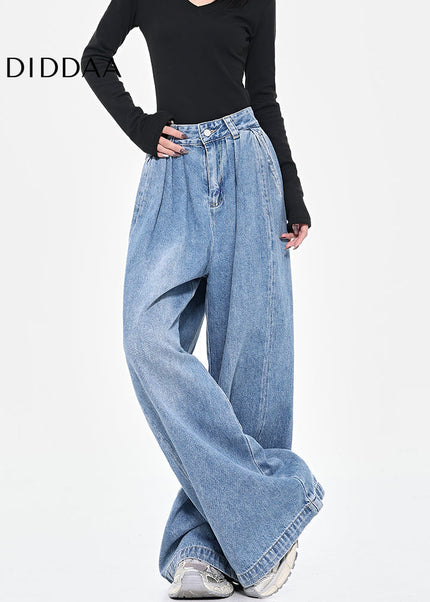 Vintage Blue Loose Fit Wide-leg Jeans for Women - Women’s Jeans