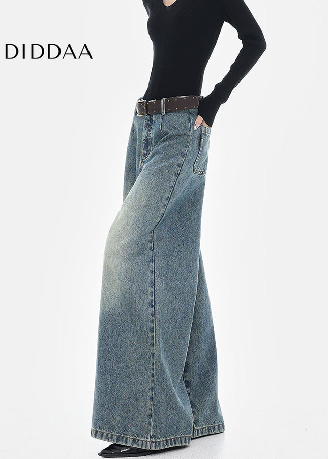 Vintage Blue Loose Fit Wide-Leg Jeans for Women - Women’s Jeans