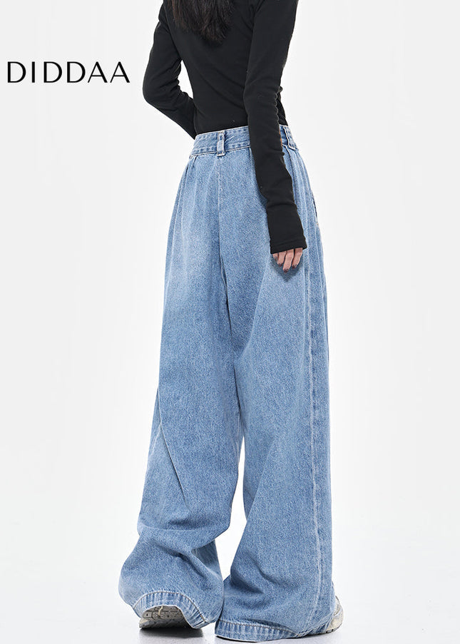 Vintage Blue Loose Fit Wide-leg Jeans for Women - Women’s Jeans