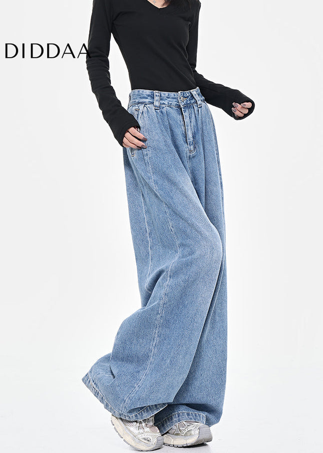 Vintage Blue Loose Fit Wide-leg Jeans for Women - Women’s Jeans