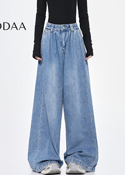 Vintage Blue Loose Fit Wide-leg Jeans for Women - Women’s Jeans