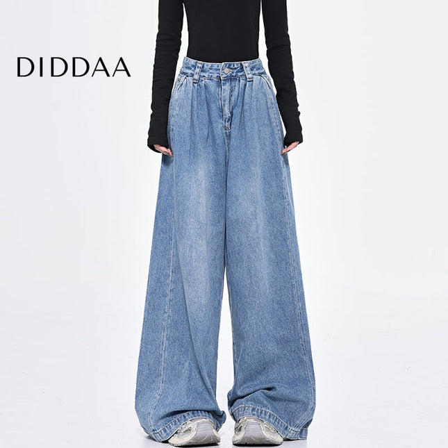Vintage Blue Loose Fit Wide-leg Jeans for Women - Women’s Jeans