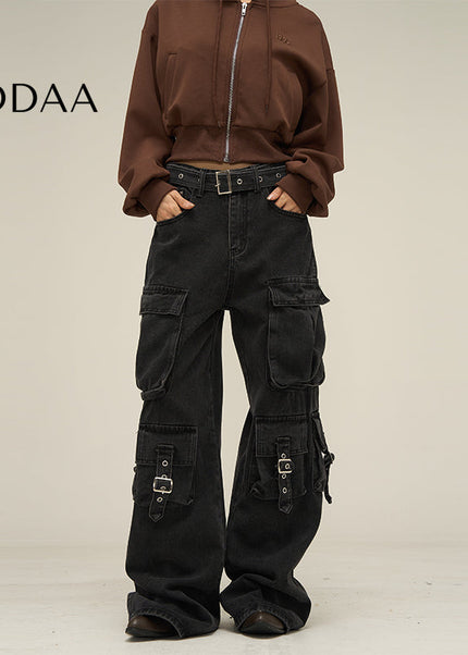Vintage Blue Multi-Pocket Cargo Jeans for Men - S / Black - Women’s Jeans
