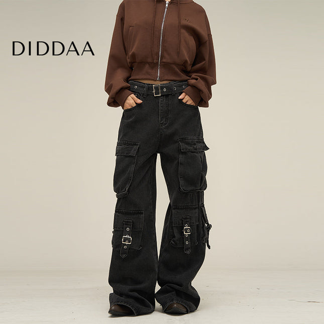 Vintage Blue Multi-Pocket Cargo Jeans for Men - S / Black - Women’s Jeans