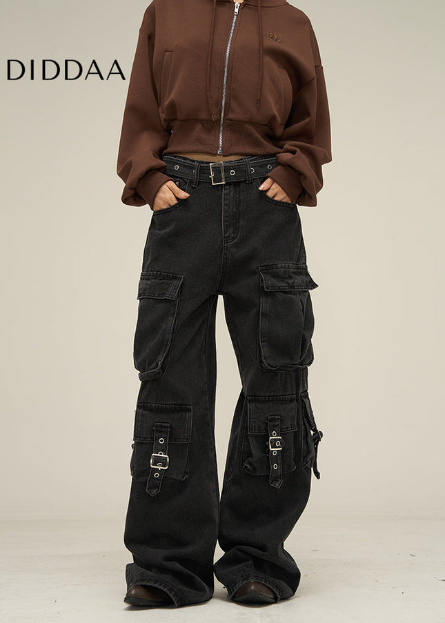 Vintage Blue Multi-Pocket Cargo Jeans for Men - Women’s Jeans