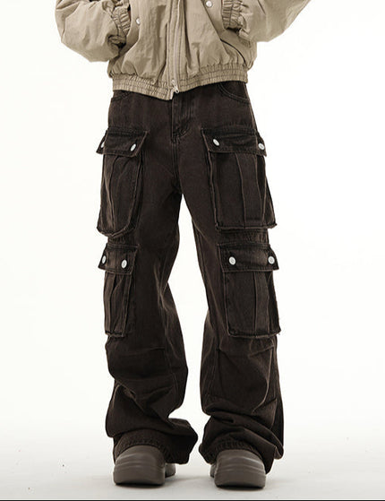 Vintage Blue Multi-Pocket Wide-Leg Cargo Jeans - XS / Black - Women’s Jeans