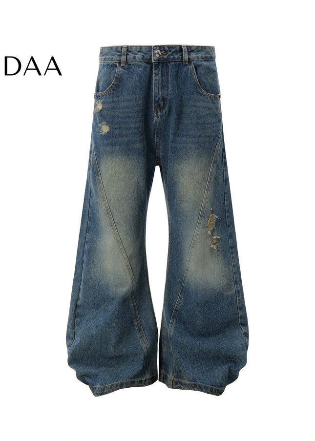 Vintage Blue Ripped Bootcut Jeans for Men and Women - S / Blue - Women’s Jeans