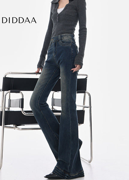 Vintage Blue Stretch Bootcut Jeans Women’s High Waist Pants - Women’s Jeans