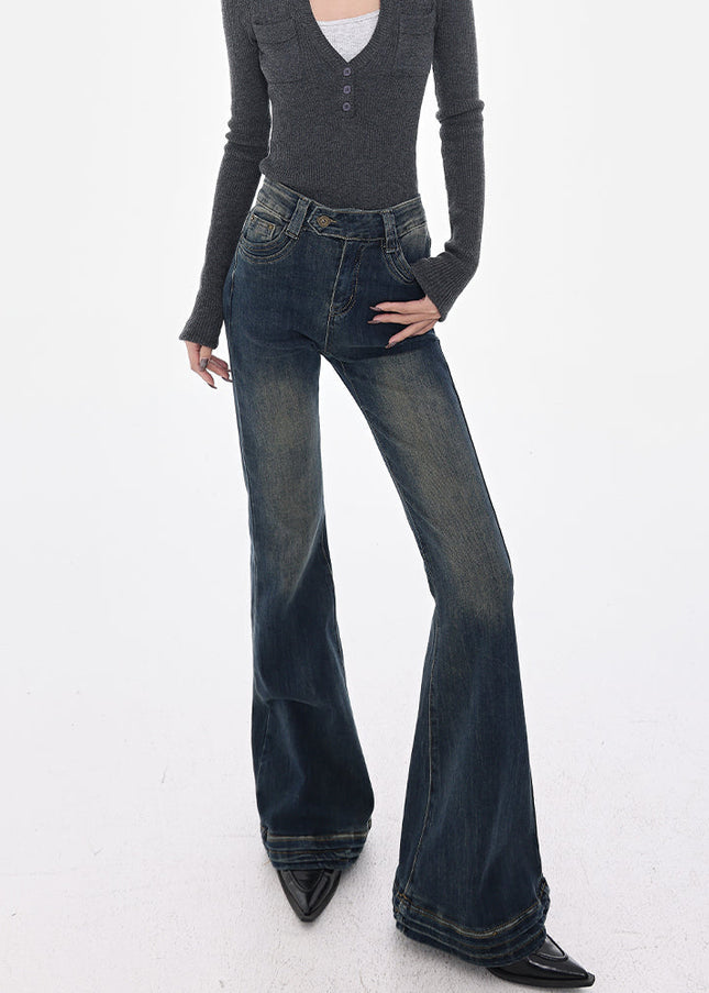 Vintage Blue Stretch Bootcut Jeans Women’s High Waist Pants - Women’s Jeans
