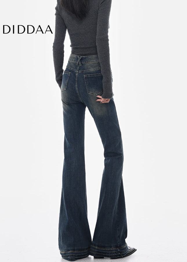 Vintage Blue Stretch Bootcut Jeans Women’s High Waist Pants - Women’s Jeans