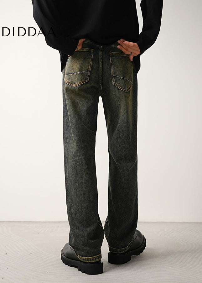 Vintage Blue Wash Distressed Stretch Jeans for Men - Men’s Jeans